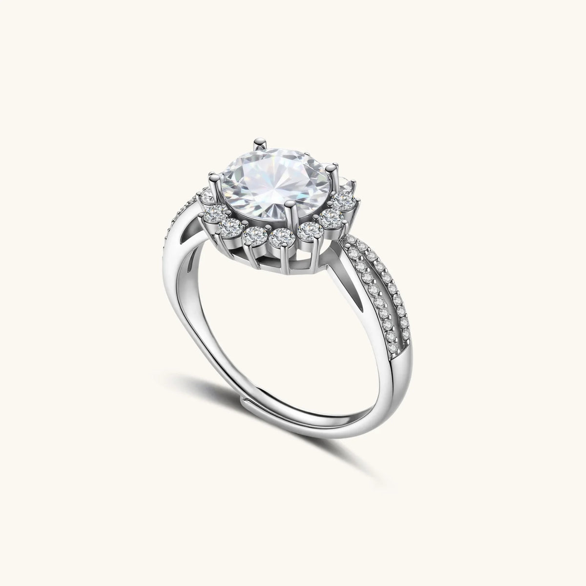 Stellar Halo  Moissanite Ring