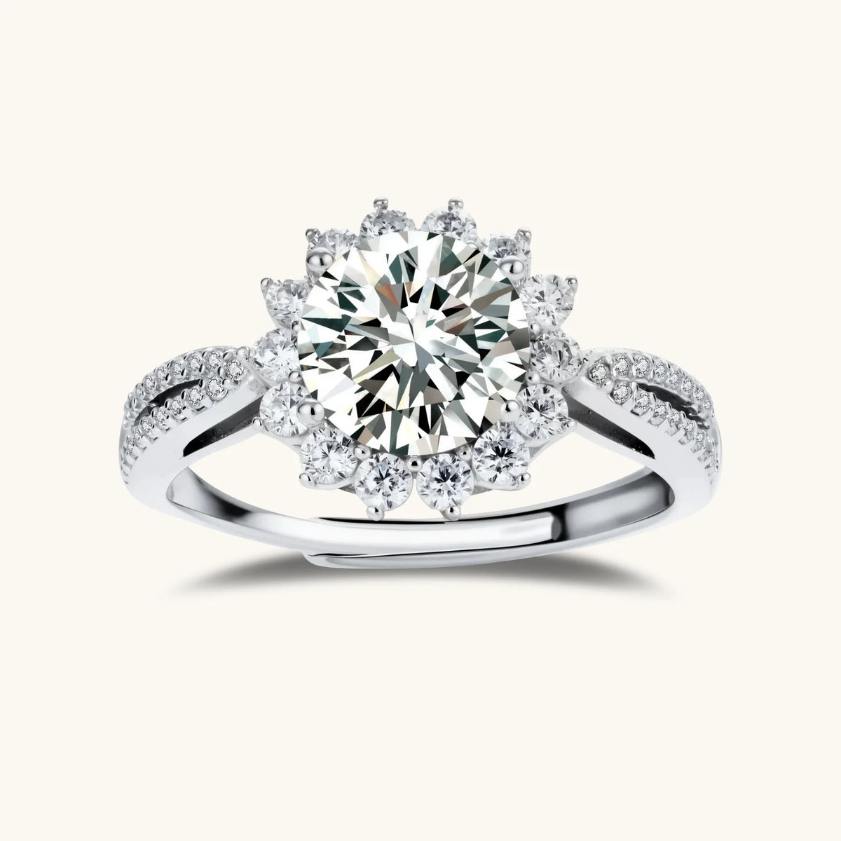 Stellar Halo  Moissanite Ring