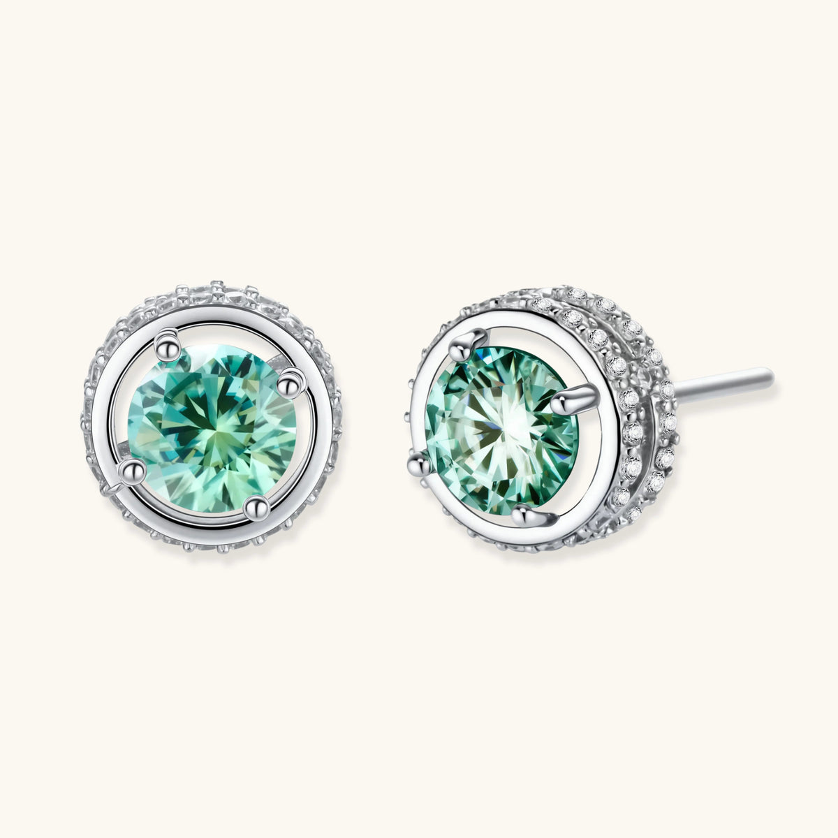 Emerald Spark Halo Studs