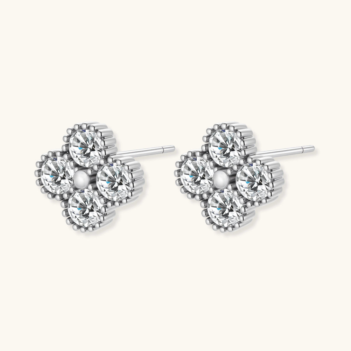 Quatrefoil Moissanite Studs