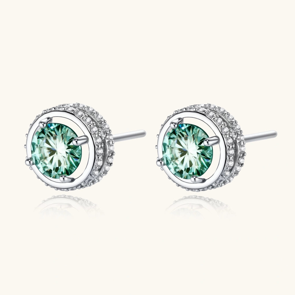 Emerald Spark Halo Studs