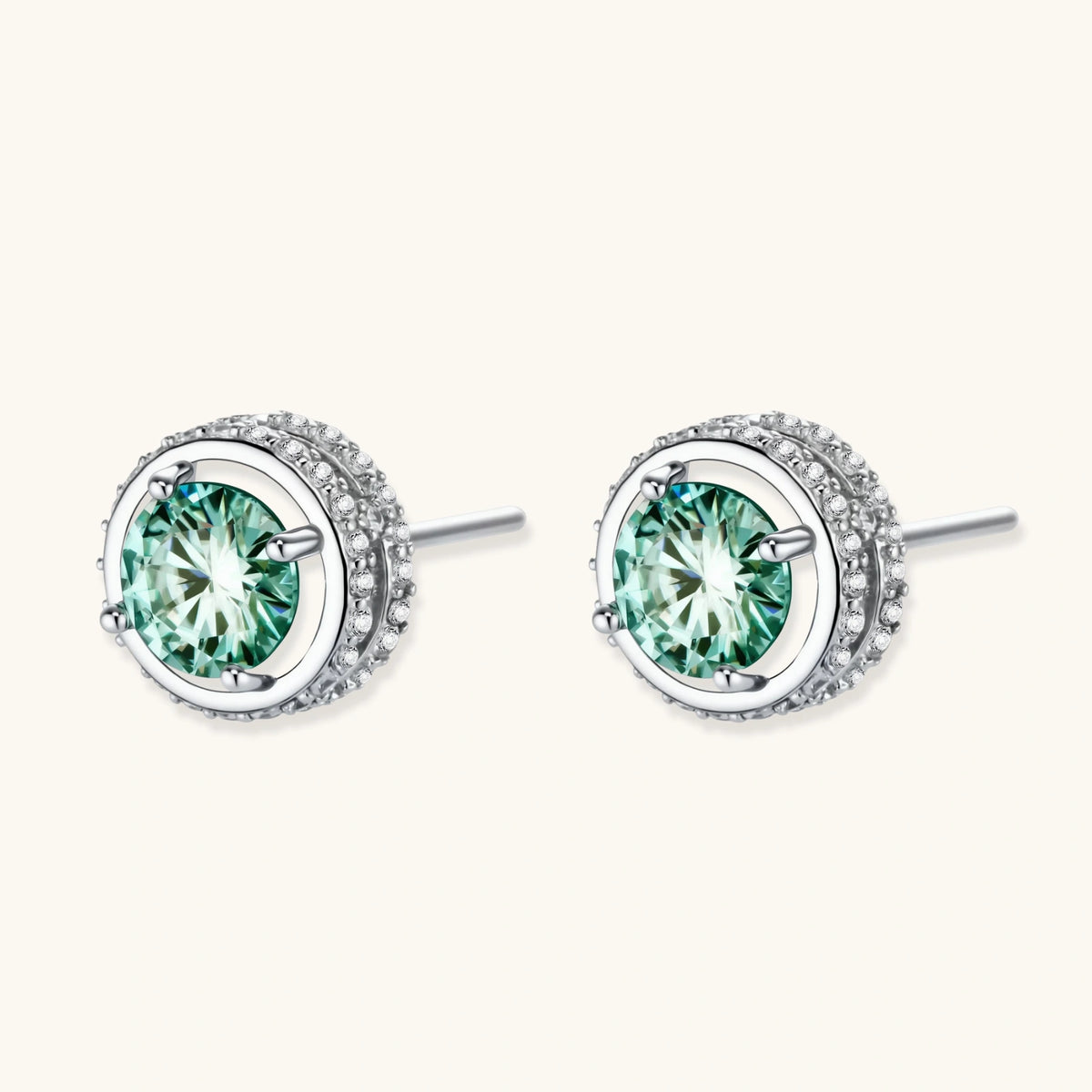 Emerald Spark Halo Studs