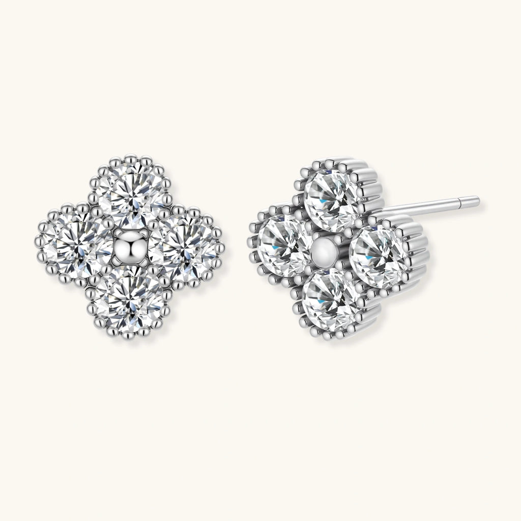 Quatrefoil Moissanite Studs