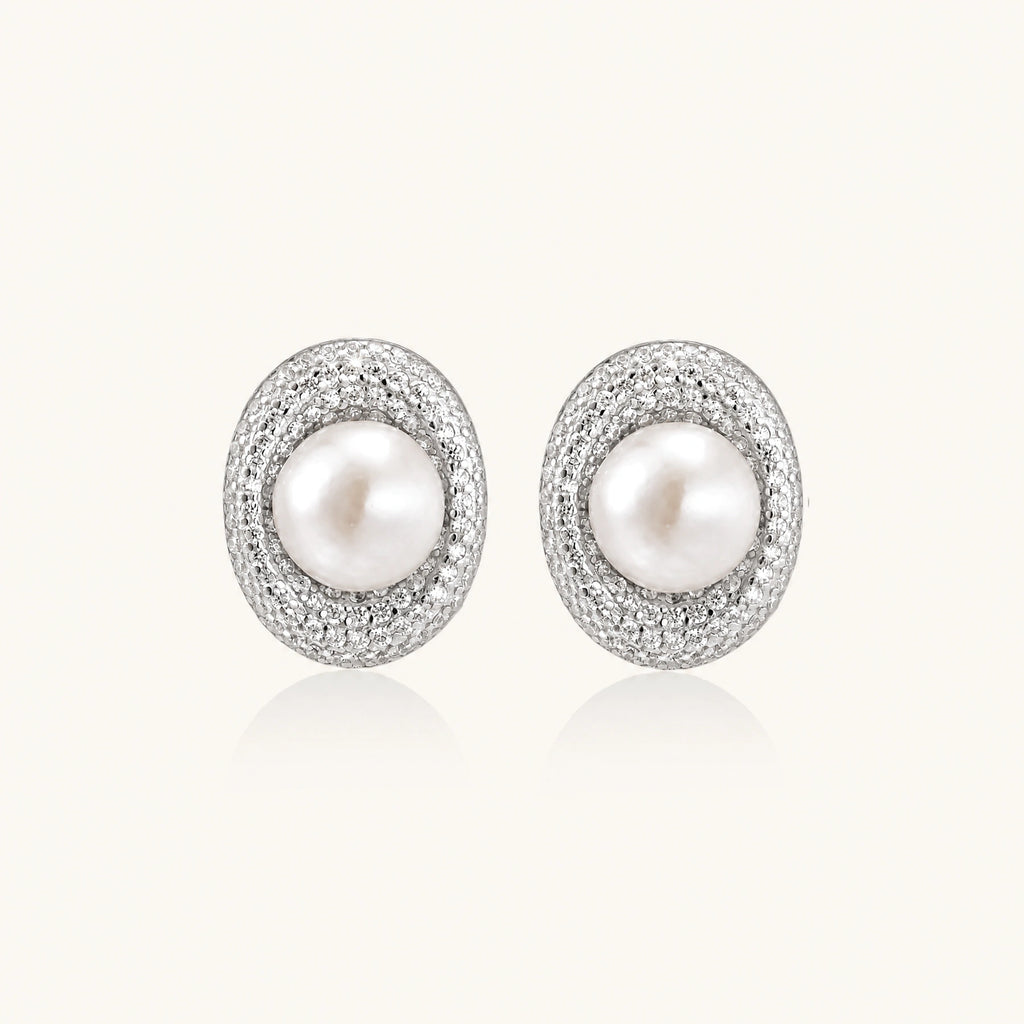 Pearl Halo Stud Earrings